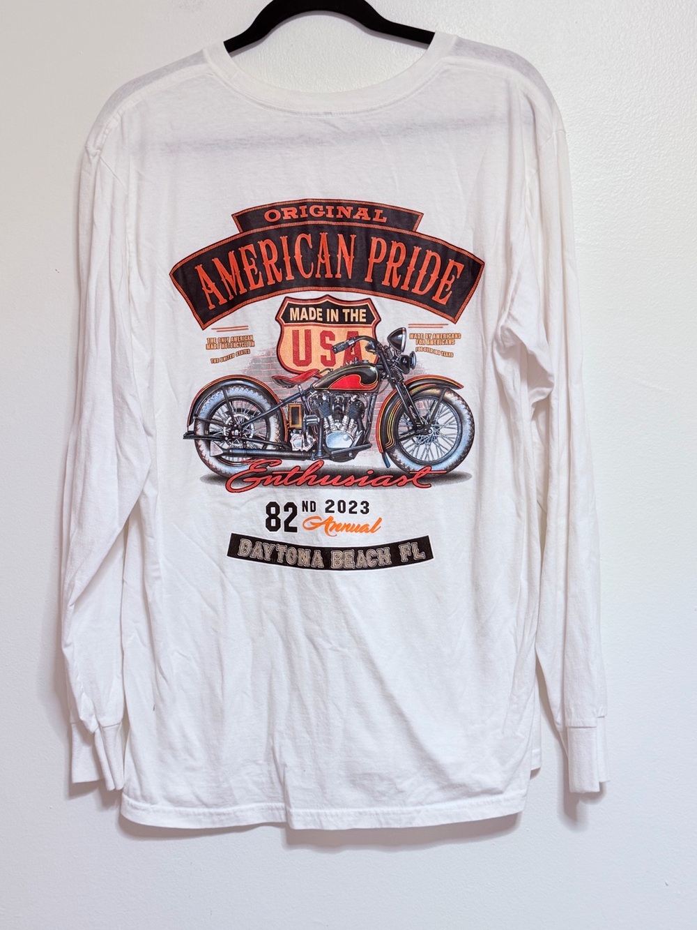 American Pride White Long-Sleeve Graphic Shirt large